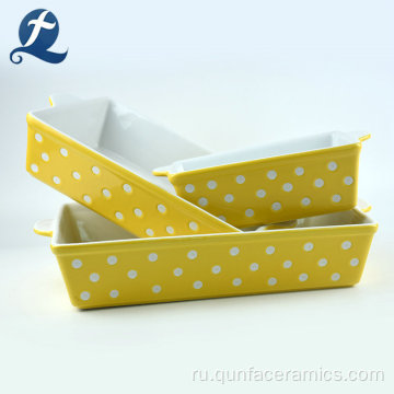 Керамическая форма для выпечки глазурованного желтого цвета